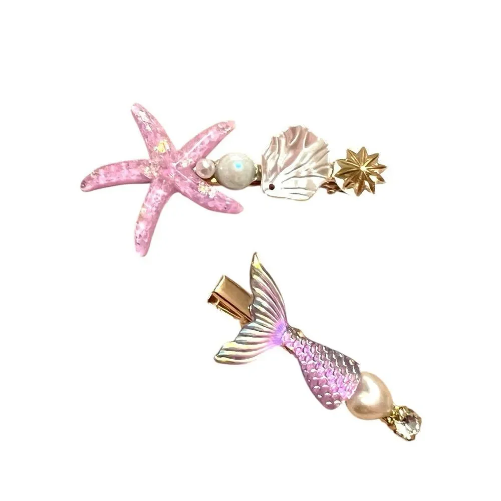 🤯5/$25🤯 Pink Iridescent Mermaid and Starfish Alligator Hair Clips